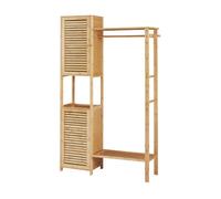 [en.casa] Perchero Burro con Zapatero 2 Armarios 1 Barra 1 Percha para Dormitorio Recibidor Elegante y Estable Bambú 164 x 99 x 29 cm - Color Natural