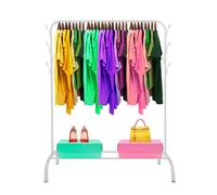 Perchero burro premium rack 1 stand nyana home 148x110x41cm, 8 ganchos, 1 barra para colgar, 1 balda inferior blanco.