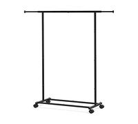Perchero burro ropa extensible y ajustable con ruedas- barra para zapatero- Pequeño- Estrecho- Resistente- Metálico- Colgador de perchas- Dormitorio- Vestidor- 150x115x38,5cm - Fácil montaje