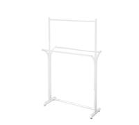 Perchero Burro Ropa Perchero nórdico de doble fila, suelo en capas, tienda ropa, balcón interior, colgante estable Dormitorio(Blanco,XL)