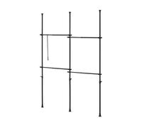 Perchero burro ropa telescópico kemi 105-278 x 150 - 230 cm ajustable 4 x ganchos máx. 20 kg acero plástico - negro [en.casa]