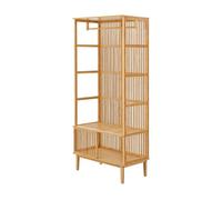 [en.casa] Perchero Burro con 1 Barra 1 Compartimiento Inferior para Dormitorio Recibidor Oficina Ventilación Óptima Elegante Estable Bambú 185 x 80 x 45 cm - Color Natural