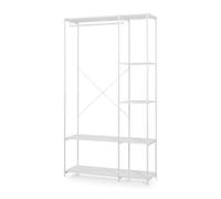 Perchero burro verdfjorg con barra y 5 estantes 200x110x40 cm - blanco [en.casa]