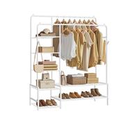 SONGMICS Perchero, Armario Abierto, con 7 Estantes, Estructura de Metal, Barra de Colgar, para Dormitorio, Salón, Entrada, Blanco HSR182WG01
