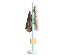 Perchero con 8 Ganchos de Colores, Perchero con Base Redonda, Perchero de Pie para Pasillo, Fácil de Instalar, para Colgar Abrigos, Sombreros, Bolsos, 177 cm, Blanco