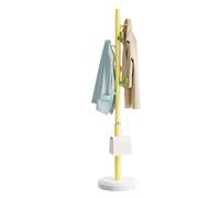 Perchero con 8 Ganchos de Colores, Perchero con Base Redonda, Perchero de Pie para Pasillo, Fácil de Instalar, para Colgar Abrigos, Sombreros, Bolsos, 177 cm, Blanco