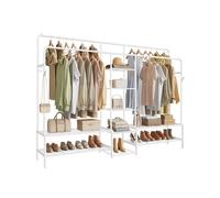 SONGMICS Perchero, Armario Abierto, con 9 Estantes, Estructura de Metal, Barra de Colgar, para Dormitorio, Salón, Entrada, Blanco HSR183WG01