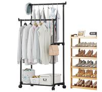 Perchero con ruedas, estante inferior resistente, estante rodante con ruedas, para, dormitorio, balcón, armario, lavandería, dormitorio, apartamento, mantas, zapatos, bufandas