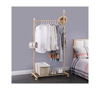 Perchero con Ruedas Percheros Burro 3 en 1 Estante para Ropa de Dormitorio Perchero de Pie de Metal Pequeña con Ganchos y Estante Organizador de Armario Rodante ( Color : Gold , Size : 68X43X170cm )