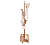 Perchero con soporte para paraguas, perchero de madera independiente con 10 ganchos, nizer de entrada para chaquetas y bolsos, acabado natural, decoración del hogar