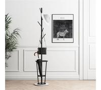 Perchero con soporte para paraguas, soporte de árbol de metal independiente, colgador resistente para sala de estar, dormitorio, oficina, entrada o pasillo