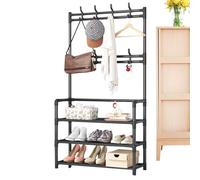 Perchero Con Zapatero - Colgador De Ropa Multifuncional Vertical | Organizador Duradero Con Estantes, Estructura De Marco Estable, Solución De Montaje Sencilla Para Dormitorio Pasillo Entrada Sala De