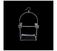 Perchero de acero inoxidable para loros pequeño y mediano grande, jaula de pájaros de piel de tigre con chasis de taza de comida para periquitos, canarios, percas de pájaros (tamaño: L) ()
