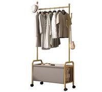 Perchero de acero inoxidable resistente con ganchos y cesta de almacenamiento, árbol industrial para entrada, pasillo, dormitorio, altura ajustable 60/80/100 cm