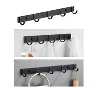 Perchero de aluminio montado en la pared con 4 ganchos para organizar toallas, sombreros, batas y accesorios en cualquier habitación (4)