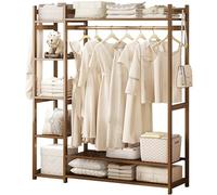 Perchero de bambú con 5 estantes, solución de almacenamiento independiente, carga máxima de 100 kg para organización de dormitorio