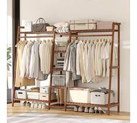 Perchero de bambú con diseño de burro - Armario abierto multifuncional de madera para ropa, zapatos, bolsas y cestas. Elegante almacenamiento para dormitorio y sala de estar (130 cm, 160 cm, 190 cm)