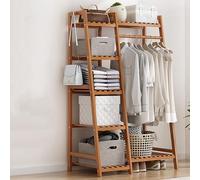 Perchero de bambú, estante de almacenamiento multicapa independiente, organizador portátil para entrada y sala de estar, elegante diseño marrón, ideal para armario y decoración del hogar, 80 cm