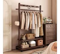 Perchero de bambú independiente con ruedas, multifunción, para colgar ropa, perchero para dormitorio, pasillo y oficina, 65/85/105/120 cm