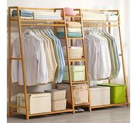 Perchero de bambú para ropa, estante de almacenamiento de 9 niveles, estante colgante de pie, organizador portátil de armario, estantes de almacenamiento de zapatos para sala de estar, dormitorio