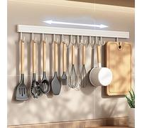 Perchero de cocina,instalación rápida,antioxidante,blanco,de aluminio,utensilios de cocina,colgador para pala para tabla de cortar (6 ganchos de 30 cm)