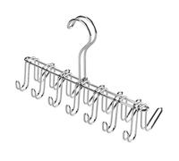 iDesign Corbatero con 14 ganchos, pequeño organizador colgante de metal cromado, percha múltiple para organizar cinturones y corbatas, plateado