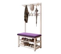 Perchero de entrada 3 en 1 y banco de almacenamiento de zapatos, muebles de metal con 10 ganchos, organizador versátil para pasillo, entrada, vestíbulo, elegante decoración del hogar