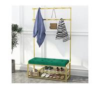 Perchero de entrada para ropa, perchero, banco de zapatos, hierro forjado, soporte para abrigos con 2 ganchos para estante de almacenamiento, tienda de ropa, hogar, dormitorio, tendedero, fácil