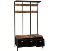 Perchero de estilo retro con 12 ganchos y 3 cajas de almacenamiento - zapatero multifuncional, para recibidor, y dormitorio - Estante de organización y almacenamiento estable y elegante