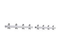 Perchero de ganchos dobles eurokraft pro, longitud 2 x 1000 mm, 2 x 4 ganchos dobles