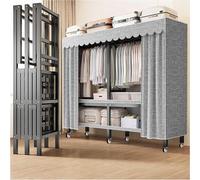 Perchero de lona plegable portátil con tapa, estante de almacenamiento móvil con ruedas para colgar ropa