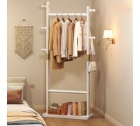 Perchero de madera con 8 ganchos y barra para colgar, soporte de ropa independiente para abrigos, sombreros, bolsos y paraguas