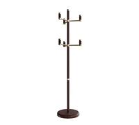 Perchero de Madera Freeng de Estilo Chino - Elegante diseño en sándalo Negro para el hogar y la Oficina, 185 cm x 39 cm - Ganchos de latón duraderos para una organización con estil