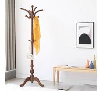 Perchero de madera maciza con 8 ganchos, árbol de pasillo independiente para ropa, bolsos, sombreros, organizador de entrada y pasillo