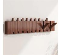 Perchero de madera montado en la pared, colgador estilo piano para abrigos, llaves, sombreros, batas y toallas, organizador de ganchos de pared, acabado de nogal