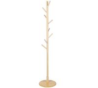 Perchero de madera - Percha independiente con base redonda, diseño de madera natural para muebles del hogar, perfecto para chaquetas y abrigos.