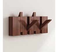 Perchero de madera resistente para colgar en la pared, colgador abatible estilo piano para abrigos, llaves, sombreros, batas y toallas, 6 ganchos, acabado de nogal