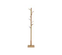 VASAGLE Perchero, Madera Maciza, en Forma de Árbol, 8 Ganchos para Chaquetas, Sombreros, para Pasillo, Ganchos y Barra de Soporte de Madera de Caucho, Beige Natural RCR010N01