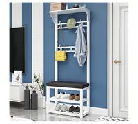 Perchero de metal con 8 ganchos y estante para zapatos, banco de entrada, elegante mueble de almacenamiento para pasillo (color: D, tamaño: 100 cm)