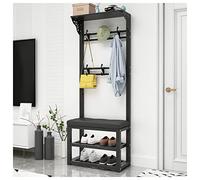 Perchero de metal con 8 ganchos y zapatero para entrada (color A tamaño: 80 cm), elegante solución de almacenamiento para pasillo, vestíbulo o entrada