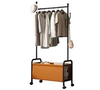 Perchero de metal con ganchos y cesta de almacenamiento, árbol industrial para entrada, dormitorio, acero inoxidable, 60/80/100 cm x 33 cm x 171 cm, elegante nizer para el hogar