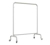 Perchero de metal con ruedas para dormitorio, tienda minorista y boutique, diseño que ahorra espacio, plateado, 100 x 40 x 130 cm, y elegante solución de almacenamiento