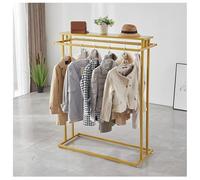 Perchero De Metal Resistente Con Estante Superior, Perchero De Pie Para Tiendas Minoristas, Perchas Con Varillas Dobles Para Colgar De Múltiples Usos, Estantes Para Guardar Zapatos(Gold-A,120x50x150 c