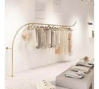 Perchero de metal resistente montado en la pared, soporte creativo de arco para boutiques y tiendas minoristas, elegante riel dorado para ropa, 400 cm, perfecto para uso comercial