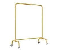 Perchero de metal rodante, soporte para ropa que ahorra espacio para dormitorio, venta al por menor y boutique, elegante acabado dorado, 100 x 40 x 200 cm y diseño versátil