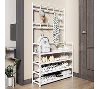 Perchero de metal simple multifuncional para almacenamiento de zapatos para pasillo, colgador de pared, soporte para abrigos de suelo, sombrero y zapatos, solución de almacenamiento elegante, 6