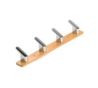 Perchero de Montaje Perchero de pared plateado, Perchero de madera montado en la pared, Perchero de bambú montado en la pared, Ganchos de metal for abrigo, sombrero, llave, baño, dormitorio, entrada d