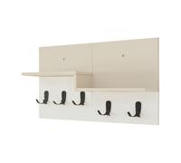 [en.casa] Perchero Mural Botaruvn con 5 Ganchos Dobles Perchero de Entrada Mueble Recibidor con 2 Estantes 34 x 59 x 13 cm - Beige/Blanco