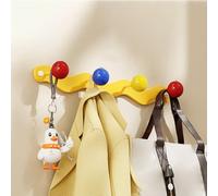 Perchero de Pared Colorido, de Metal, Ahorra Espacio, con Ganchos Adhesivos y Atornillables, Fácil Instalación, para Toallas, Bolsos y Paraguas, para Oficina, Dormitorio y Baño(Yellow,4 hooks)