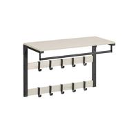 Perchero de Pared con 10 Ganchos Extraíbles Blanco Vintage y Negro